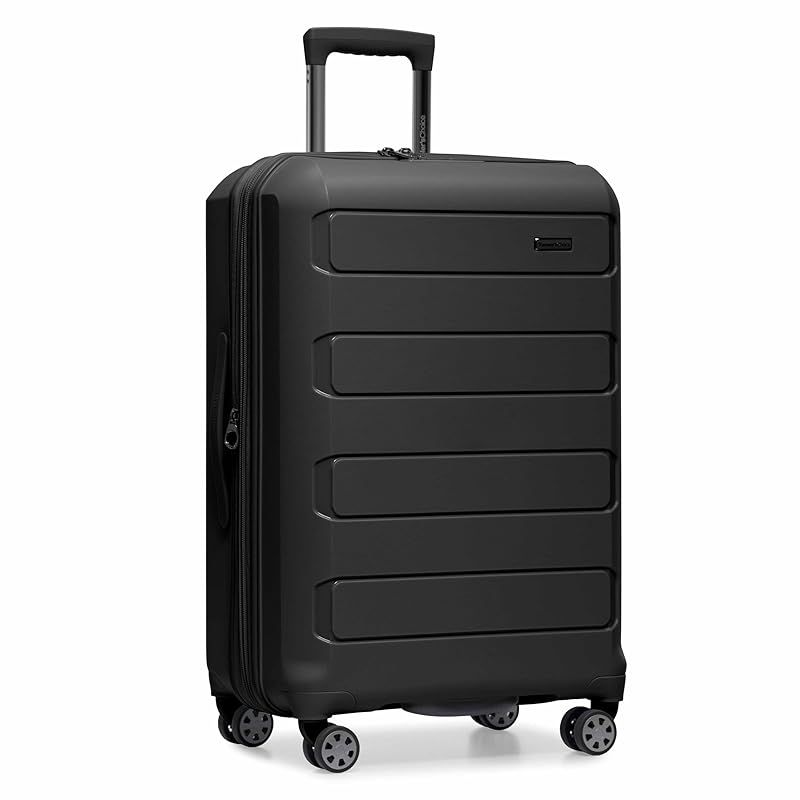 Traveler s Choice 壊れにくい ポリプロピレン製 ハードシェル 拡張 スピナーバッグ ブラック Checked-Medium 26-Inch 0