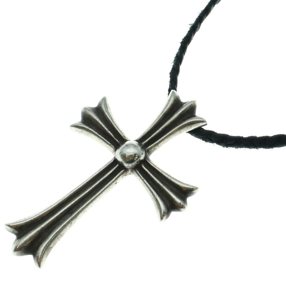 CHROME HEARTS クロムハーツ CH CRS LG BC ラージCHクロスペンダント Wボロチップ レザーブレイドネックレス シルバー BCA214