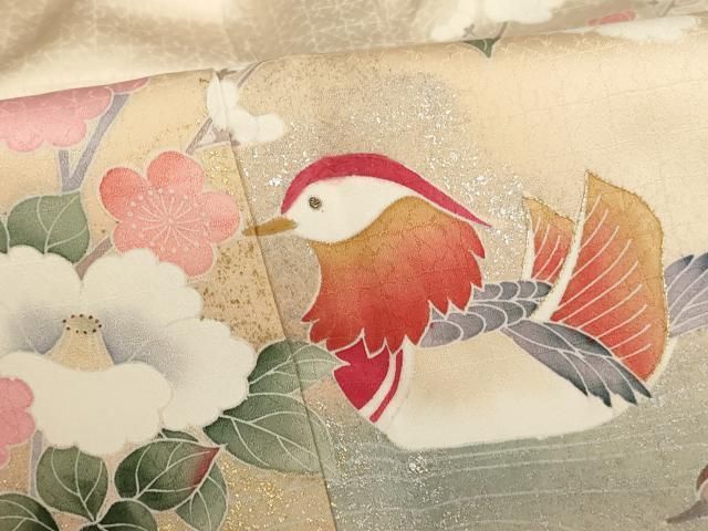 平和屋着物□訪問着 雪輪鴛鴦花文 暈し染め 金彩 正絹 逸品