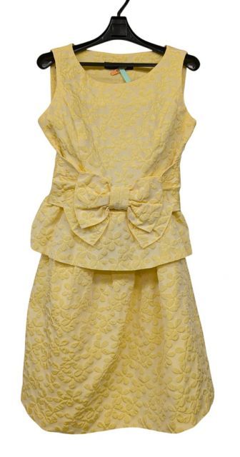 エムズグレイシー セットアップ　上下　ノースリーブ スカート イエロー 花柄 リボン りぼん レディース 38 M’S GRACY レディース　【中 エムズグレイシー セットアップ上下 ノースリーブ スカート イエロー