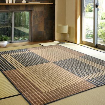 ラグ 国産い草ラグ カーペット 裏貼有約191×191cm 右京 ベージュ