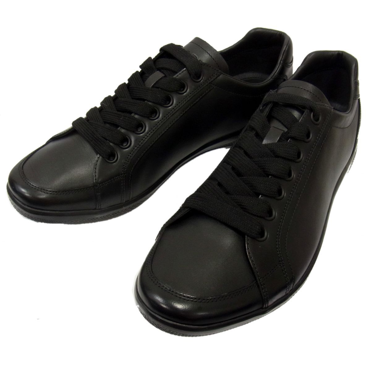 未使用 定価10万◇PRADA SPORT レザースニーカー ブラック 9 1/2(28ｃｍ) プラダ スポーツ 4E2439 NERO メンズ  箱付き イタリア製 - メルカリ