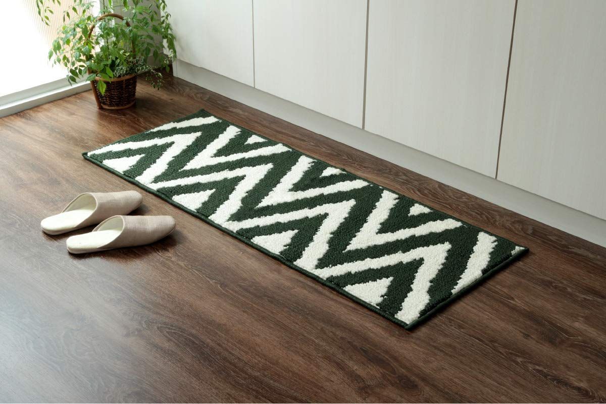Size 約65×270cm_Color ベイク グリーン イケヒコ キッチンマット ベイク グリーン 約65×270cm 滑りにくい 洗える 北欧 2047459