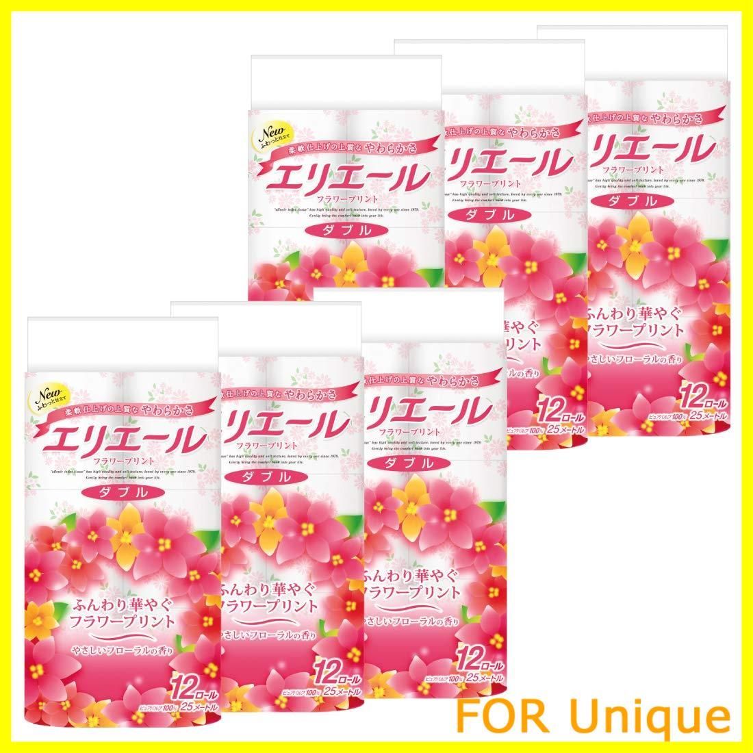 新着商品 エリエール トイレットペーパー フラワープリント 25m×72ロール 12ロール×6パック ダブル パルプ 優雅な花の香り ケース販売