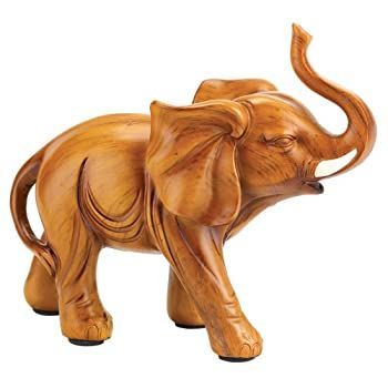 Gifts u0026 Decor Lucky Elephant Wood Look Figurine Statue by Gifts u0026 Decor [並行輸入品]
