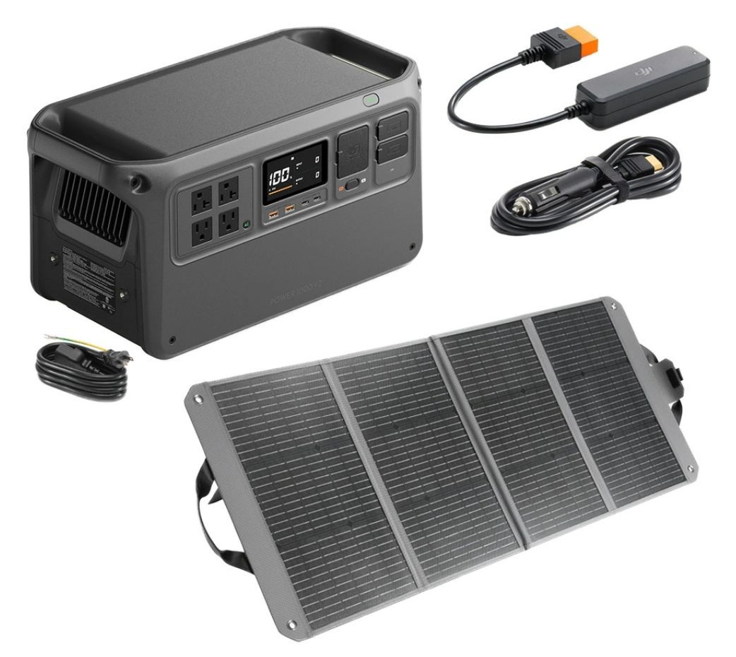 DJI Power 1000 V2 120W折りたたみ式ソーラーパネルコンボ ポータブル電源 非常用電源 蓄電池 防災 車中泊 バッテリー IP65防塵 防水 最大120W