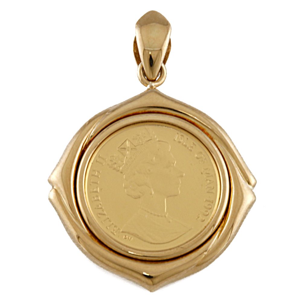 マン島 キャット 1/25オンス 1992 ペンダントトップ コインペンダント K24ゴールド ユニセックス 中古