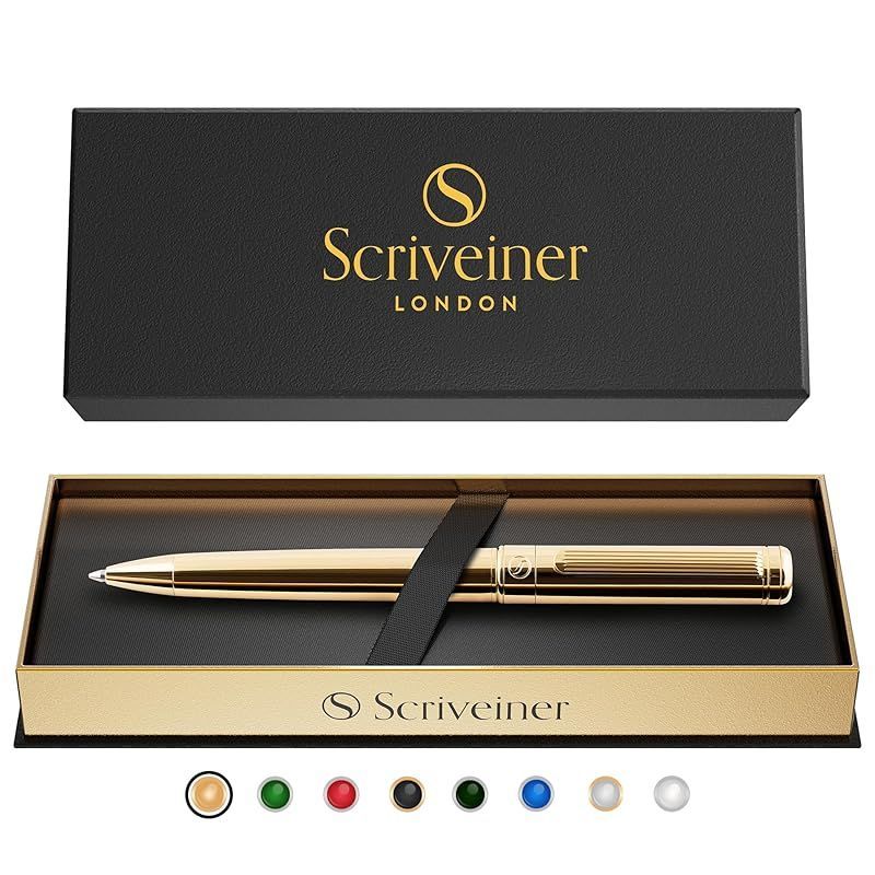 Scriveiner ボールペン 最高級 24金仕上げ シュミット 黒リフィル 最高のボールペンギフトセット 男女 ビジネスマン 役員 オフィスに最適 (金)
