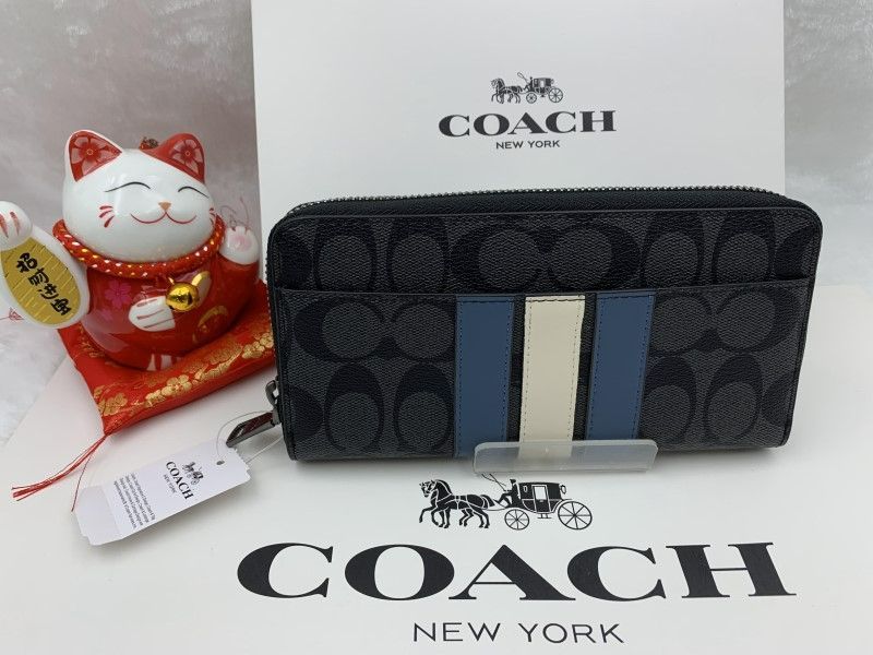 コーチ 長財布 COACH 財布 メンズ プレゼント 贈り物 シグネチャー ラウンドファスナー ロング ジップ メンズ ライン 誕生日 記念日 新品 未使用 ファッション F26070 A120Z-25