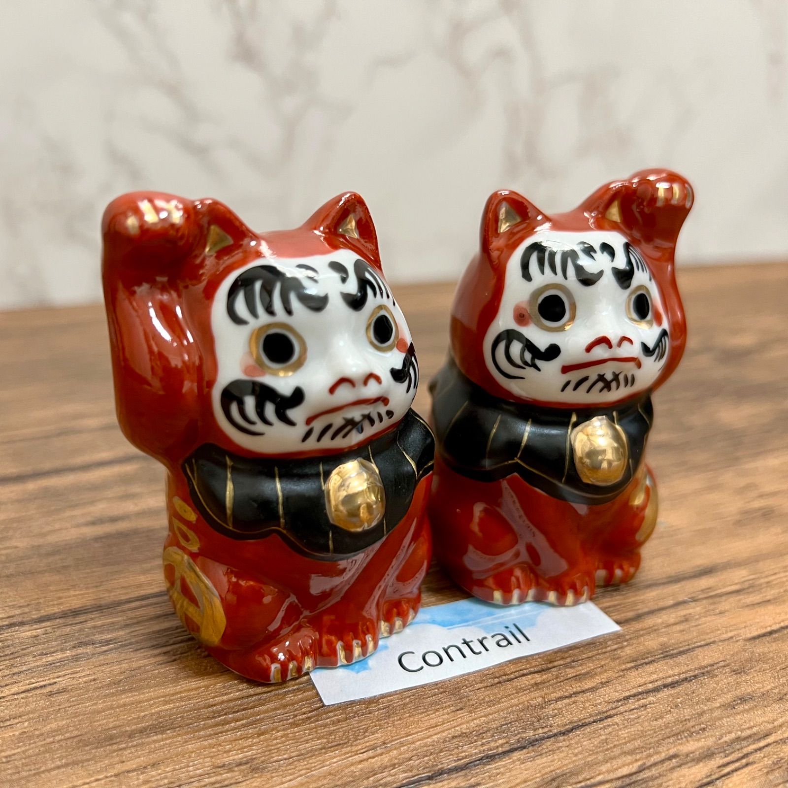 九谷焼】 招きだるま猫 ペア 金運招福 千客万来 Kutani Ware