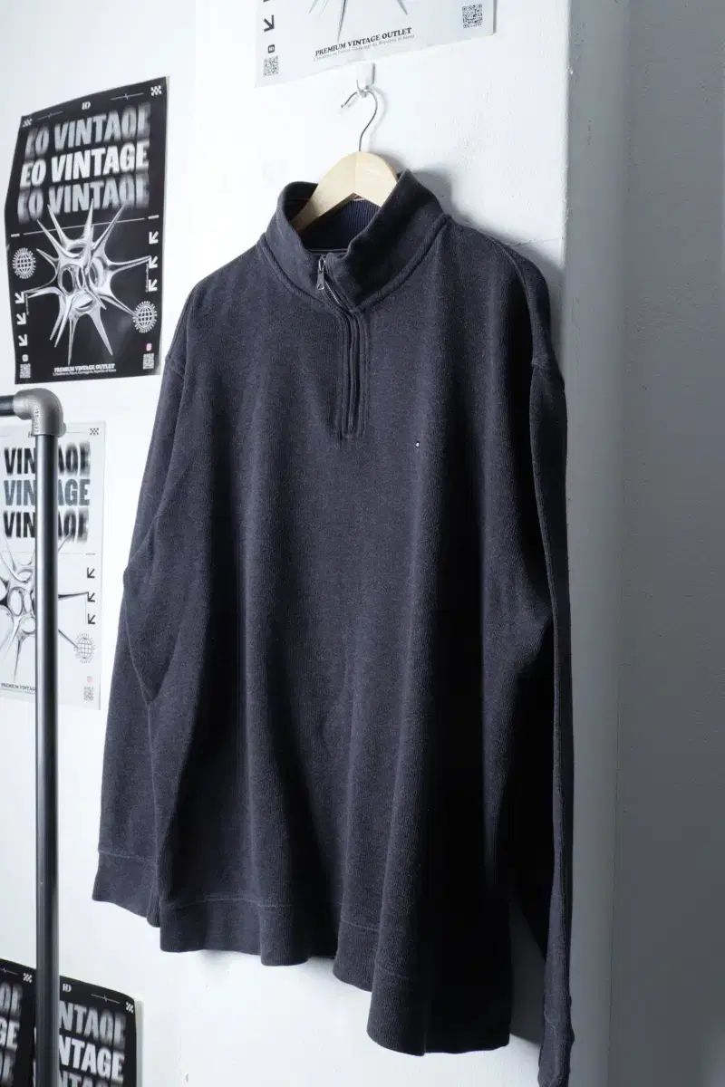 （ 2XL ） Tommy Hilfiger(トミーヒルフィガー) ニット セーター オーバーサイズ グレー セミジップアップ- 11867