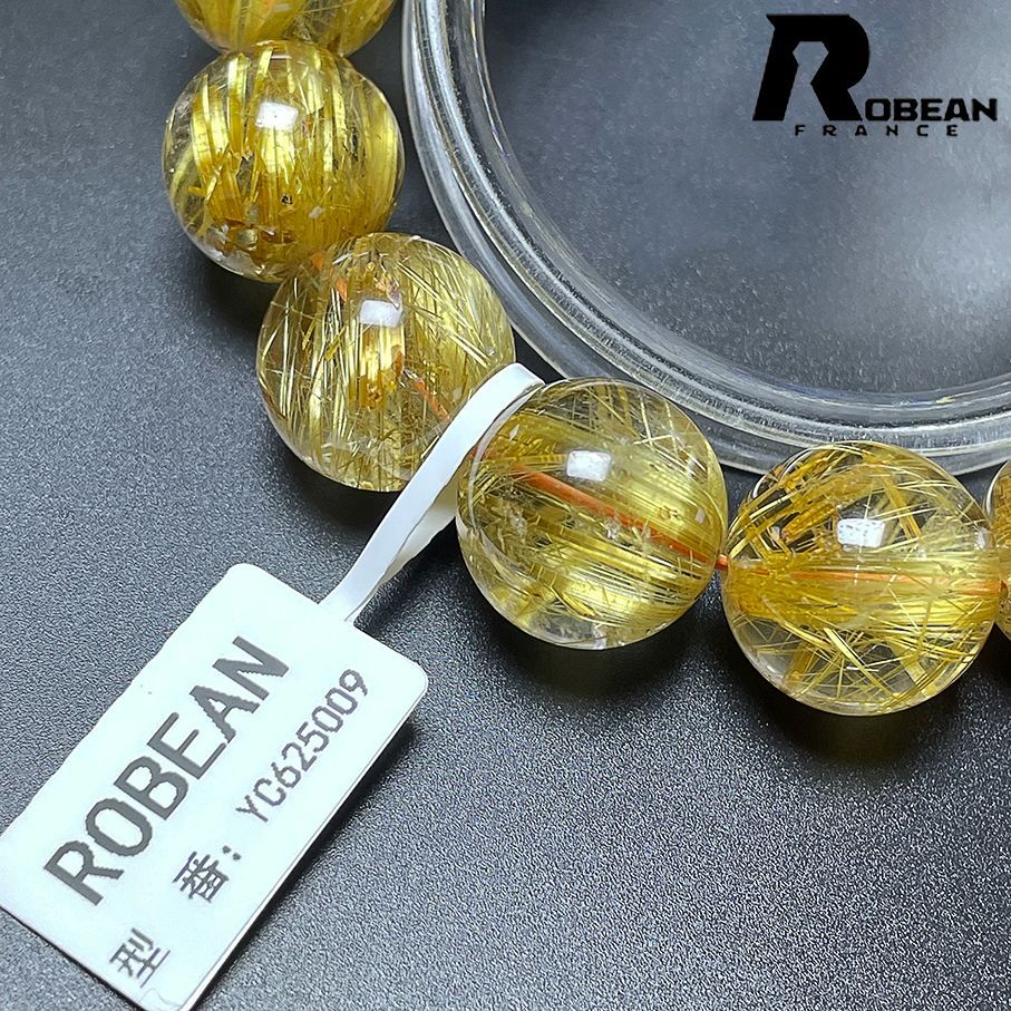 在庫切れ 高級 EU製 定価246万円★ROBEAN・タイチンルチル★黄金針水晶 ゴールド ブレスレット 九星開運 天然石 金運 お守り 貴重 幸運 贈り物 ギフト プレゼント 16-16.8mm YC625009