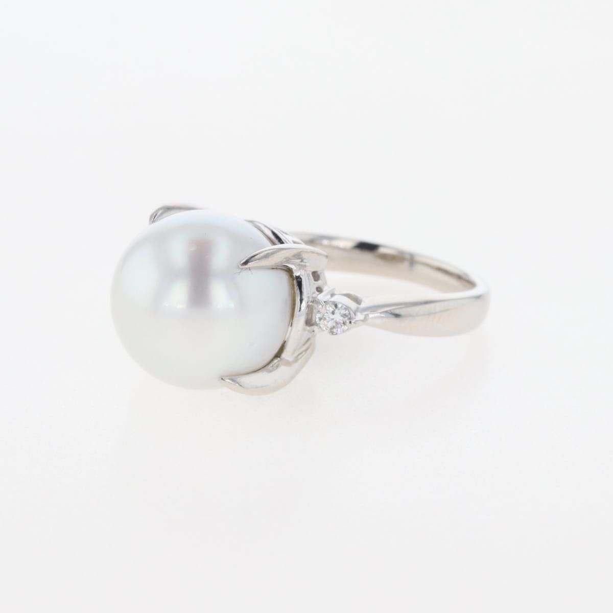 パール デザインリング プラチナ 指輪 メレダイヤ リング 13号 Pt900 パール ダイヤモンド レディース