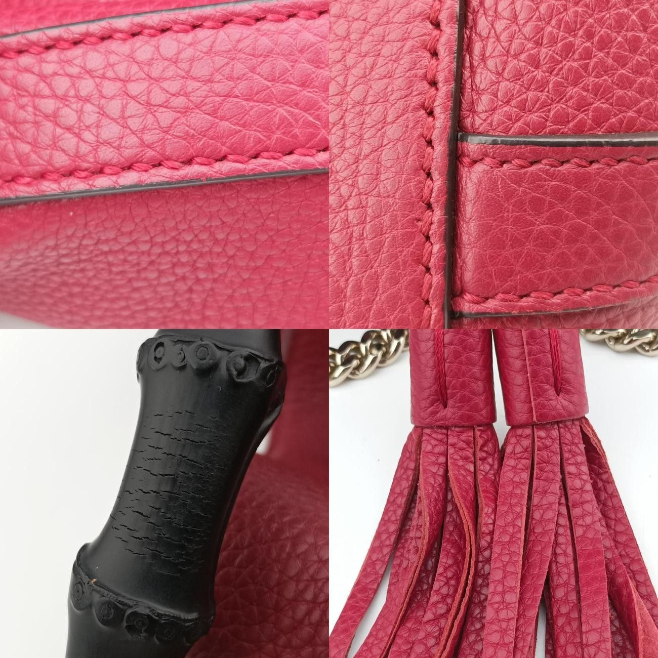 グッチGucciバンブー フリンジ タッセル バケットワインレッド