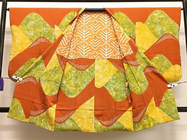 平和屋着物＃道行コート 総絞り 遠山鹿の子文 ロング丈 正絹 CAAX7892ua