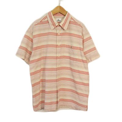 ラコステ LACOSTE シャツ ボーダー 半袖 コットン 4 国内正規 赤 レッド