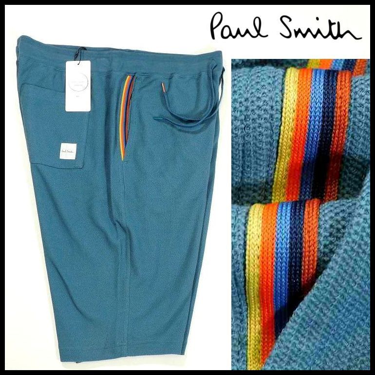ポールスミス ハーフパンツ アーティストストライプ L ブルー ジャガードメッシュ 高通気 涼感 Paul Smith メンズ