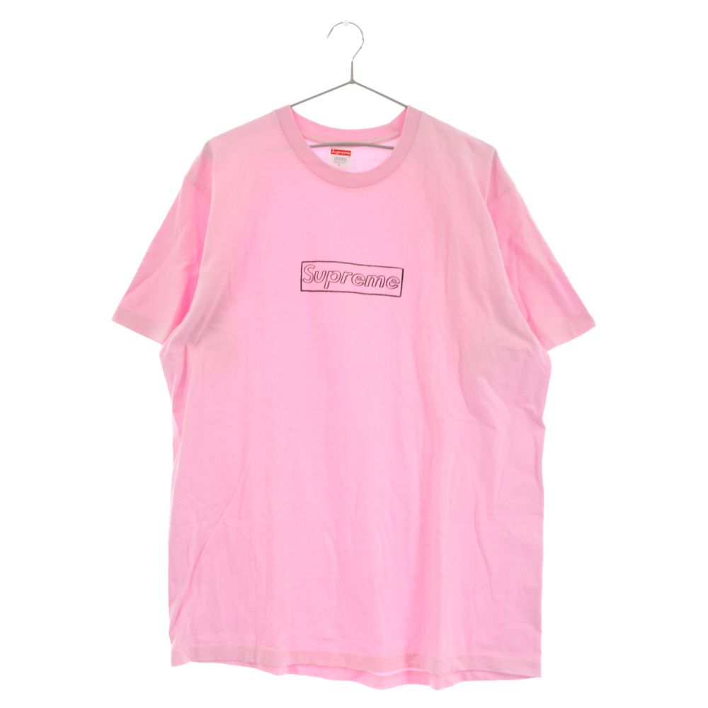 メンズシュプリーム カウズ チョーク ボックスロゴ Tシャツ ピンク XL