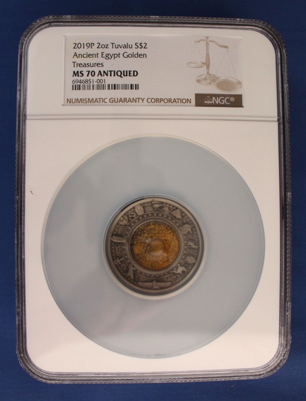2019 Tuvalu 2oz Silver $2 coin Ancient Egypt NGC Graded MS70 Antiqued