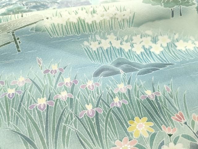 平和屋着物○訪問着 樹林京風景文 暈し染め 金銀彩 ロング丈 正絹 逸品