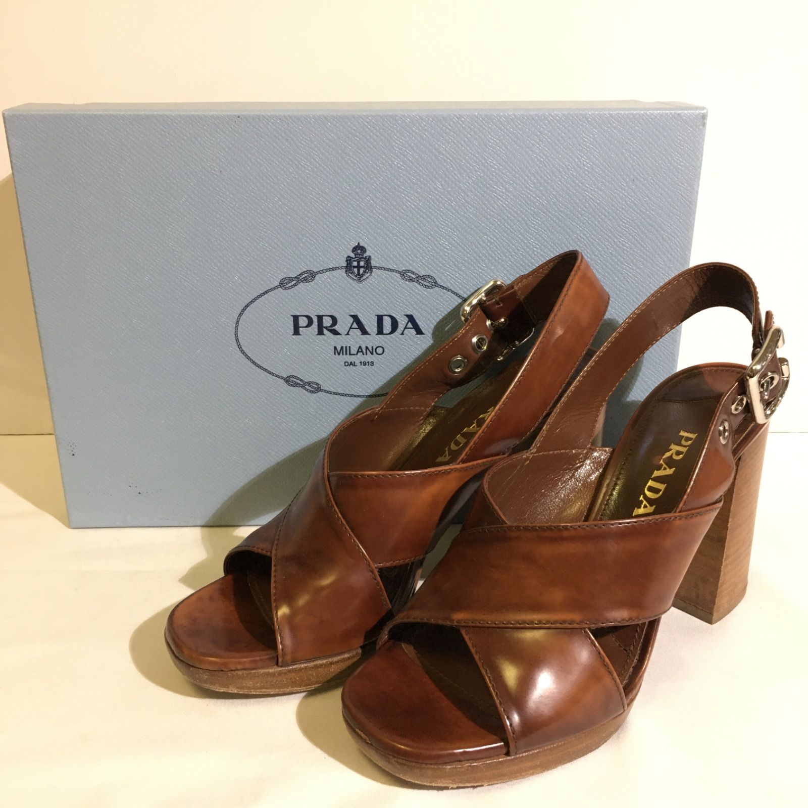 PRADA プラダ パンプス サンダル クロス ブラウン 37サイズ レディース