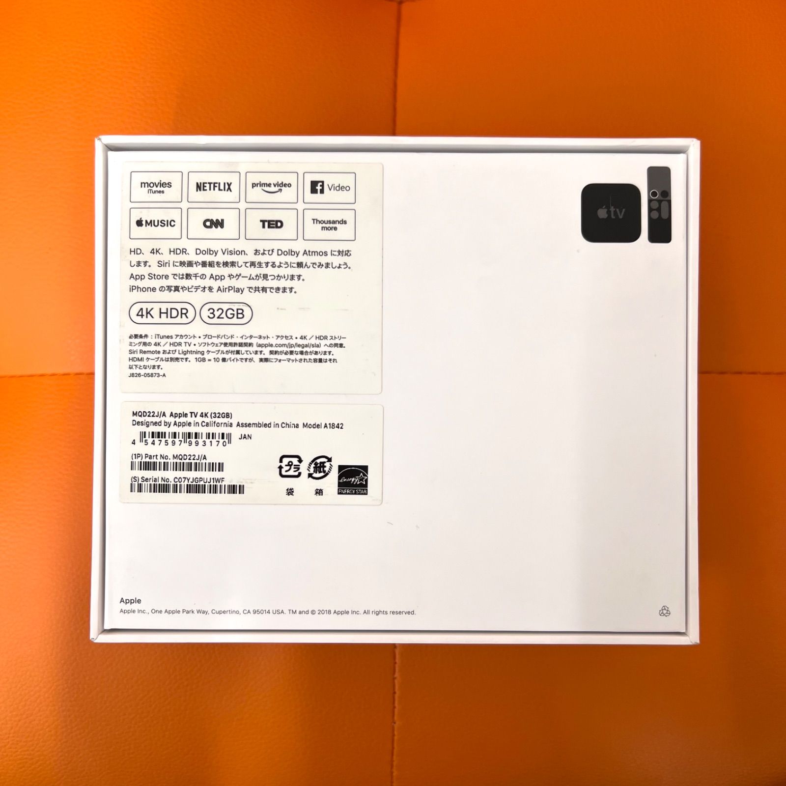 Apple TV 4 K 第1世代 32 GB MQD 22 J A