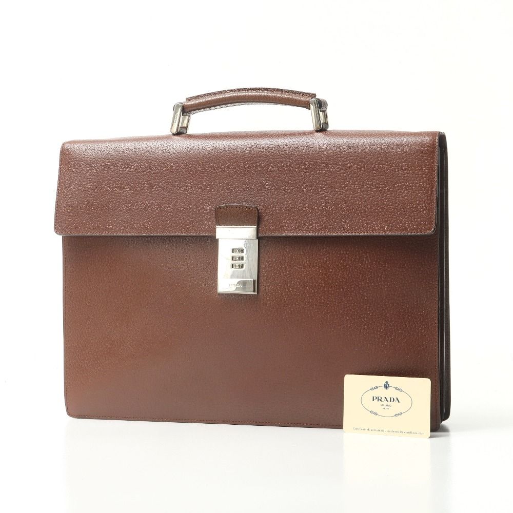 プラダ　PRADA ビジネスバッグ　ブリーフケース　オールレザー □美品□PRADA プラダ ブリーフケース ダイヤルロック ビジネス
