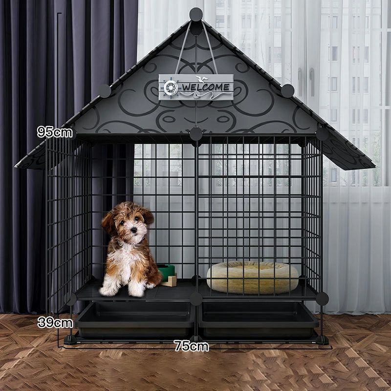 犬小屋 ペットハウス 犬 ケージ ペットケージ 犬ハウス トレイ付き 犬の別荘 75*39*95CM 屋内 屋外 小型犬 中型犬 大型犬 ドア付き 換気 オールシーズン 洗える サビない 組み立て簡単