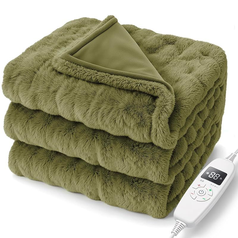 HAGOOGI 電気毛布 敷き 掛け兼用 節電 190×130cm 10段階温度調整 8Hタイマー付き 電気毛布洗える 速暖 恒温加熱 頭寒足熱 ダニ退治 電気敷毛布 電気ブランケット 防寒対策 肩掛け 膝掛け 厚手生地 ふわふわ 両面使え 暖房器具 ディー