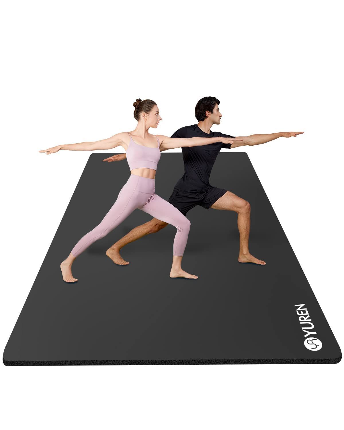 新着商品 YUREN ヨガマット 厚め 10mm 幅広 130cm X 200cm トレーニングマット 大きい 高密度NBR 二人用 ストレッチ 筋トレ マット ストラップ付き