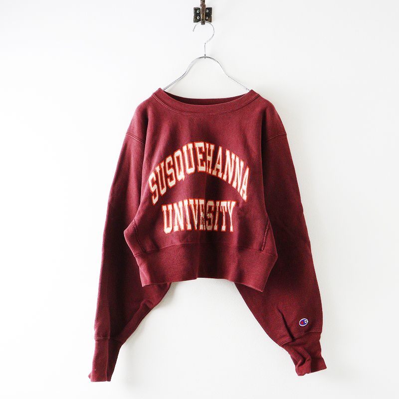 リメイク 90s チャンピオン Champion 刺繍タグ リバースウィーブ カレッジスウェット M ボルドー ヴィンテージ 2400014653113