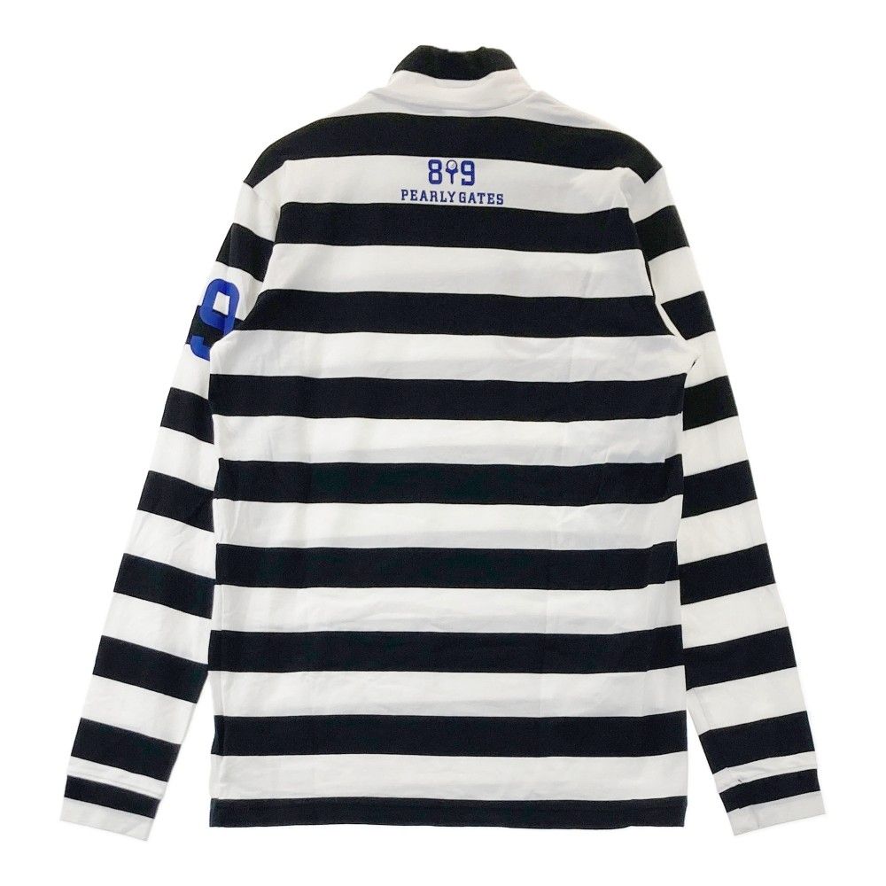 サイズ：5 PEARLY GATES パーリーゲイツ 053-7266803 ハイネック 長袖Tシャツ ボーダー柄 ブラック系 [240101444446] ゴルフウェア メンズ ストスト サイズ：5 PEARLY GATES パーリーゲイツ 053-7266803 ハイネック
