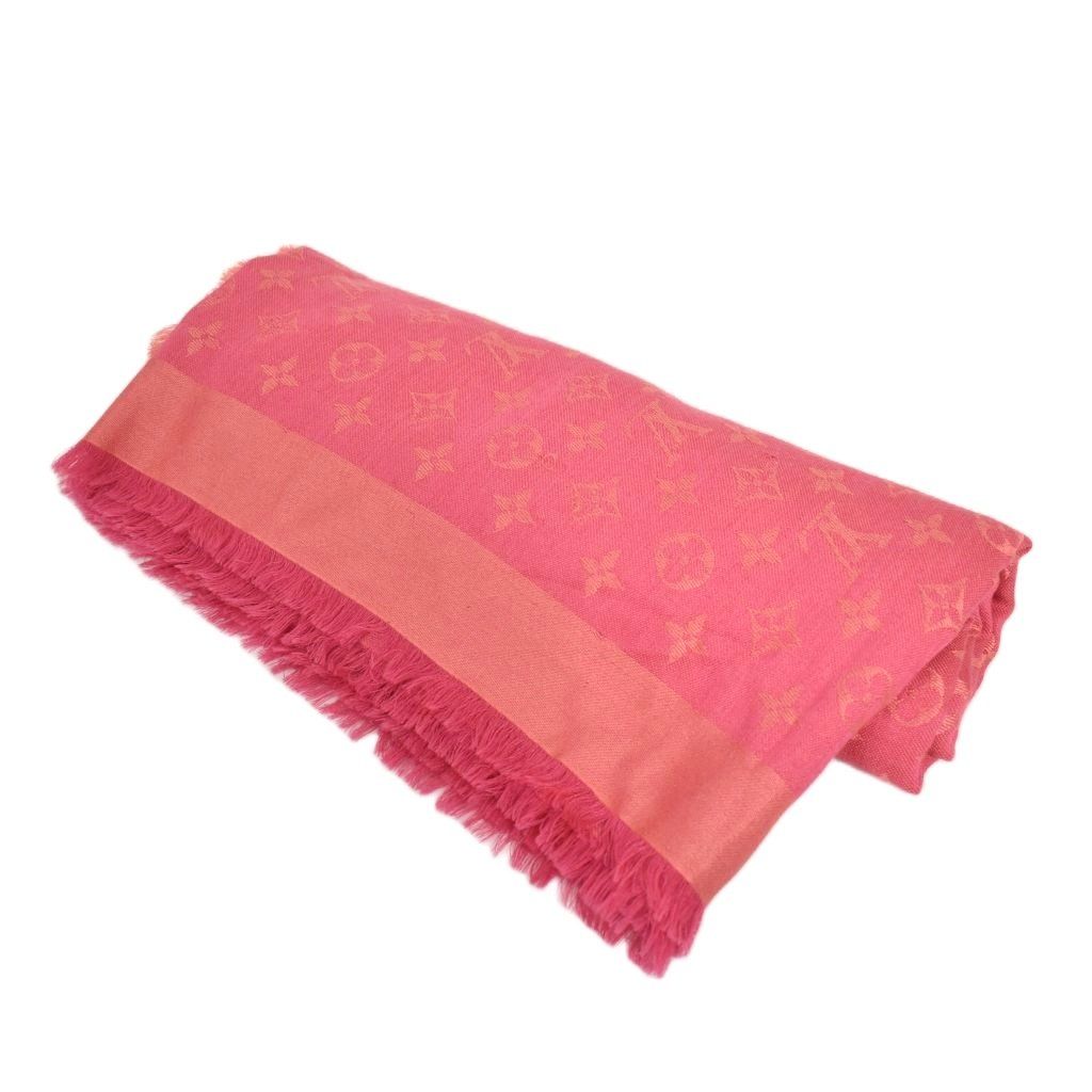 ルイヴィトン LOUIS VUITTON ショール モノグラム 大判ストール 羽織 シルク ウール ピンク M71132