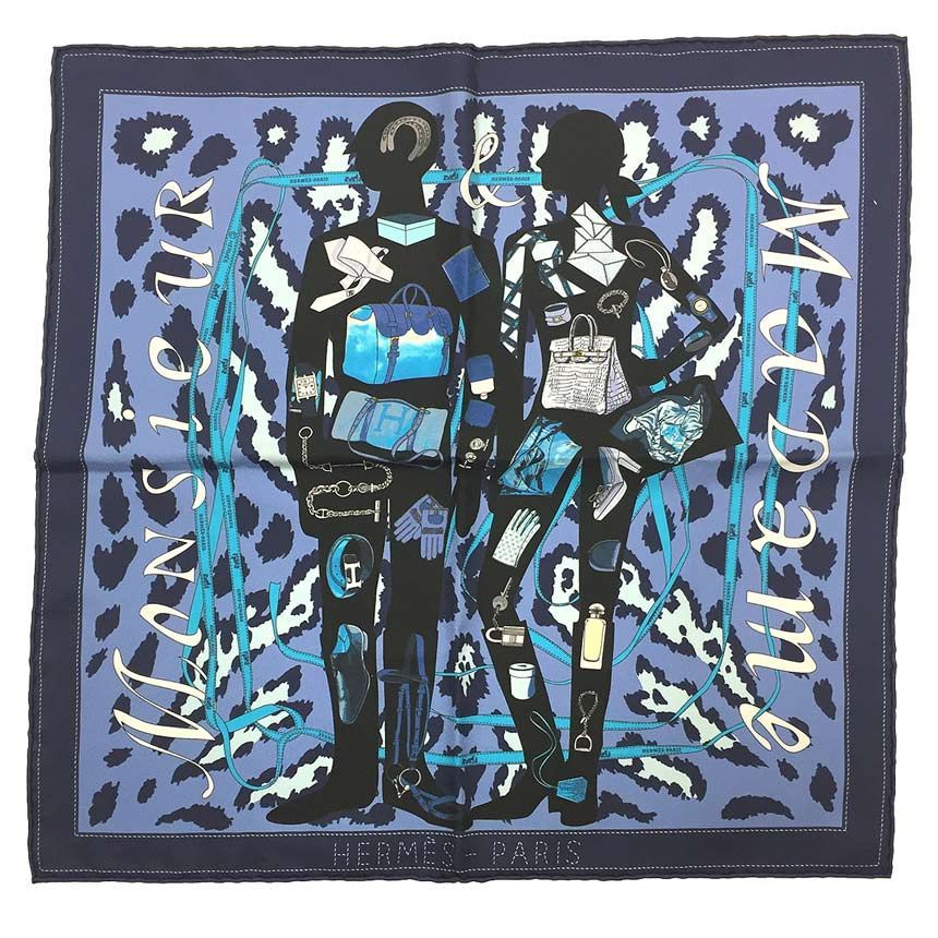 HERMES エルメス スカーフ カレ45 ガヴロッシュ Monsieur et Madame