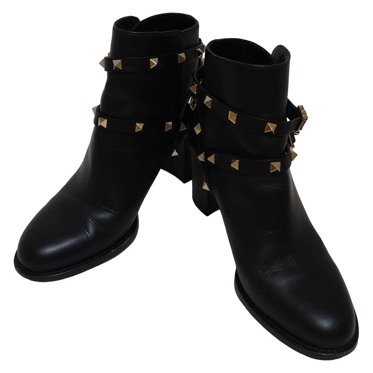 VALENTINOGARAVANI バレンチノガラバーニ ショートブーツ 38 レディース - 黒 スタッズ レザー