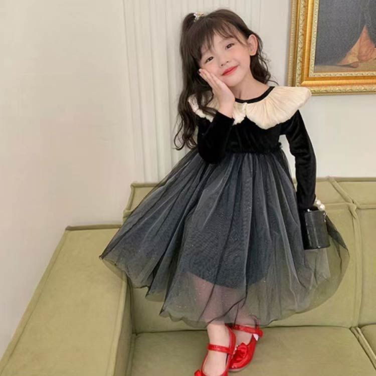 子供服 長袖ワンピース キッズ チュール 子供ワンピース チュールワンピース ふわふわ コットン 発表会 長袖 春 子供 パーティードレス 冬 裾フリル 結婚式 入園式 卒園式 夏 入学式 可 sowa 6584804