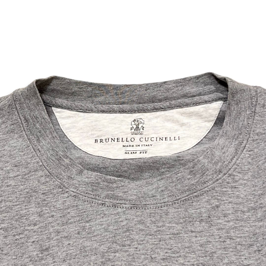 Jersey T-shirt with logo for Man in Sage | Brunello Cucinelli