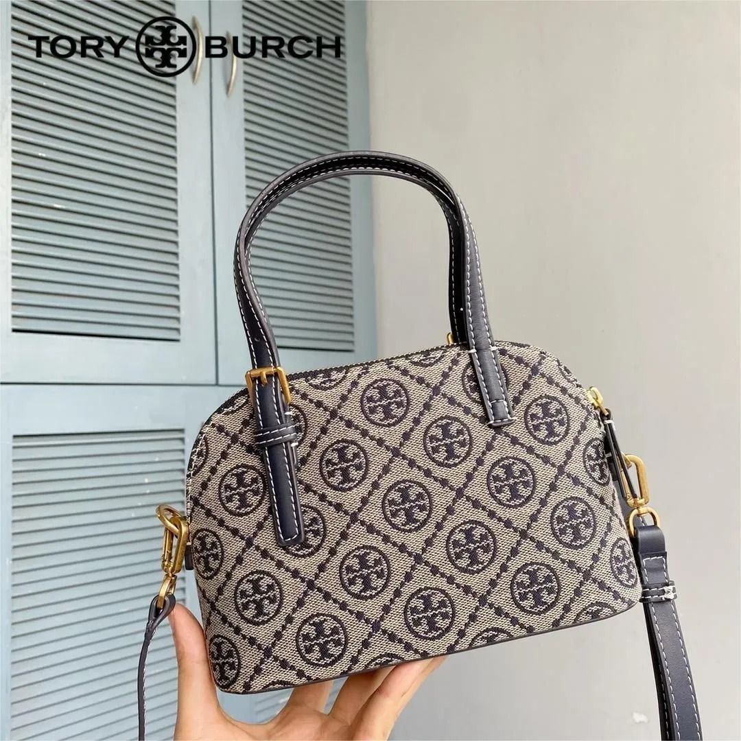 トリーバーチ ショルダーバッグ 貝殻 シェルバッグ ラッカー ジッパー クロスボディ 斜め掛け レディース TORY BURCH 2Way  ハンドバッグ ジャカード ネイビーブルー #149694 - メルカリ