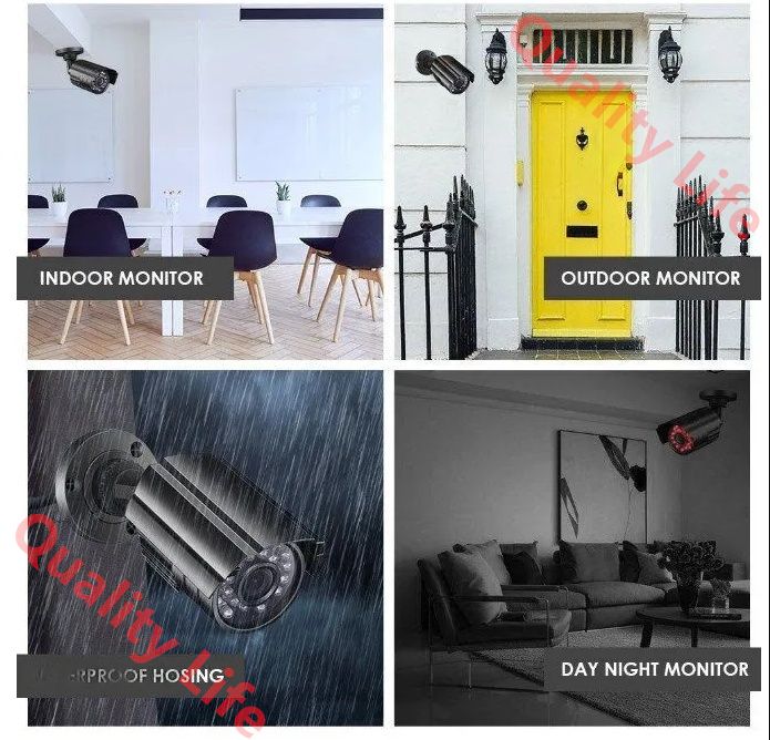 自然体な 防犯カメラセット8台カメラ 500万画素 屋外IP66防水 遠隔監視-動体検知 暗視撮影 AHDセット ハードディスク付き