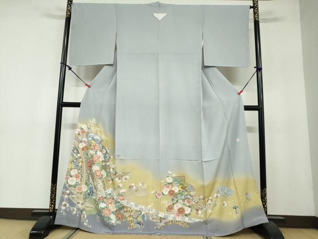 平和屋着物●豪華色留袖 作家物 駒刺繍 地紙吉祥草花文 暈し染め 金彩 正絹 ♥ DAAY5263ud