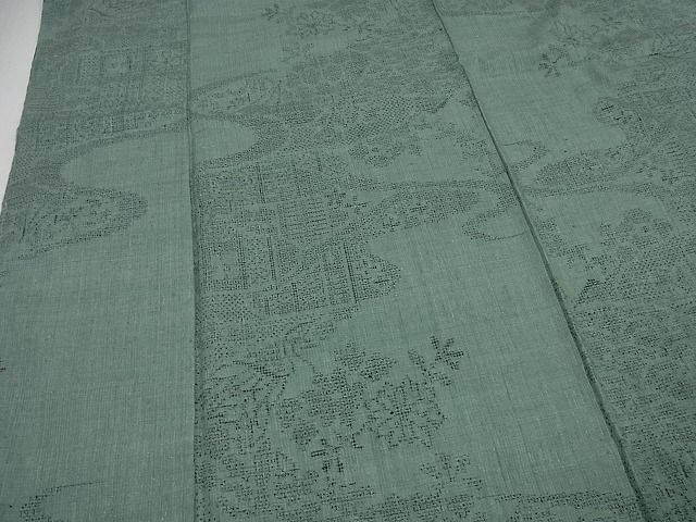 平和屋本店□極上 本場結城紬 重要無形文化財 100亀甲 流水吉祥文