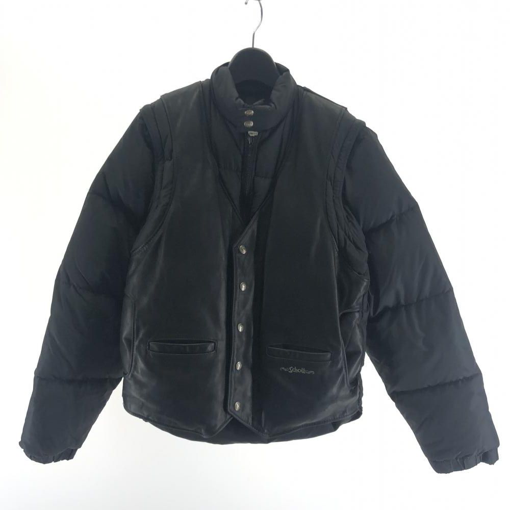 【中古】SCHOTT ダウン2WAY袖取り外し USA製 サイズ36 ブラック ショット[17]