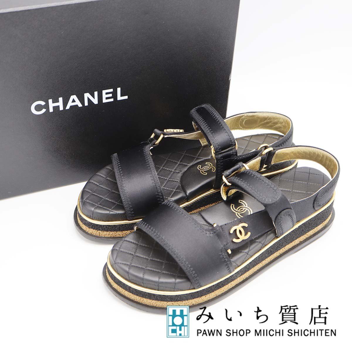 CHANEL 極美品△CHANEL シャネル G37387 ベロクロ ココマーク