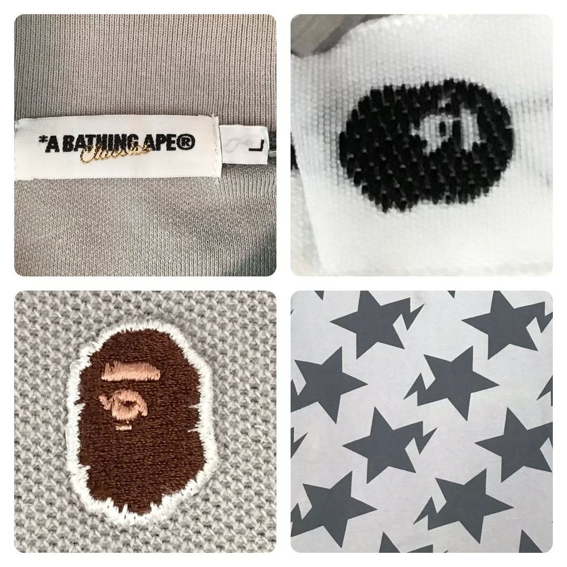 BAPE スター ポロシャツ Lサイズ グレー a bathing ape star