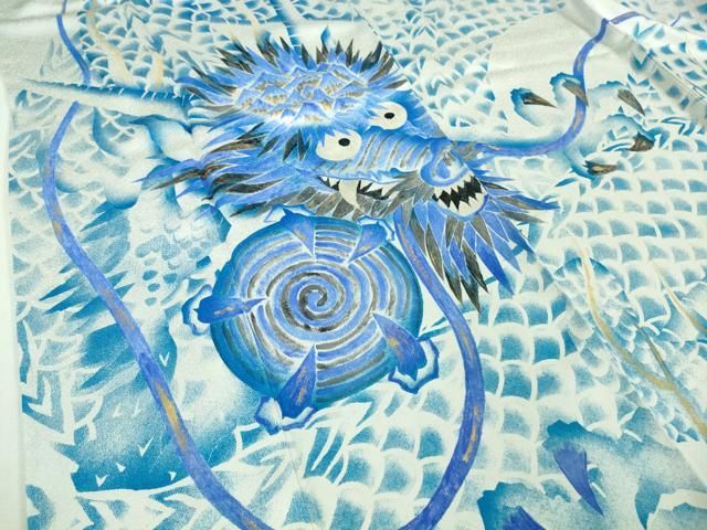 平和屋本店□極上 訪問着 手描き 龍 金銀彩 反端付き 逸品 未使用