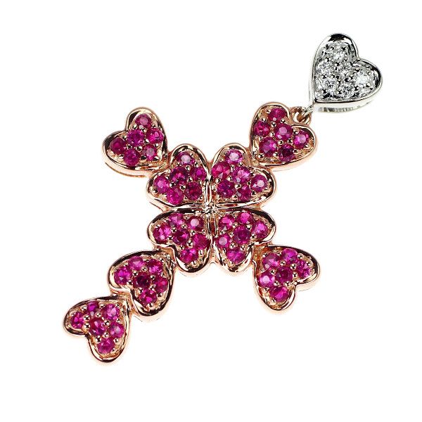 笠原真寿美 K18WG/PG ルビー ダイヤモンド ペンダントトップ 0.50ct D0  
