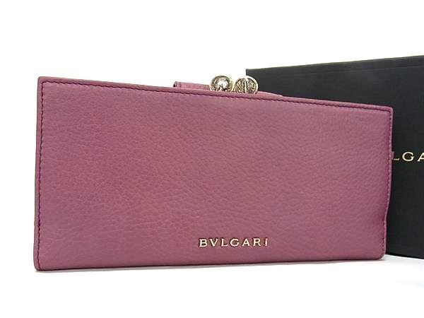 新品未使用 BVLGARI ブルガリ モネーラ レザー がま口 二つ折り 長財布 ウォレット レディース パープル系 AS6719 