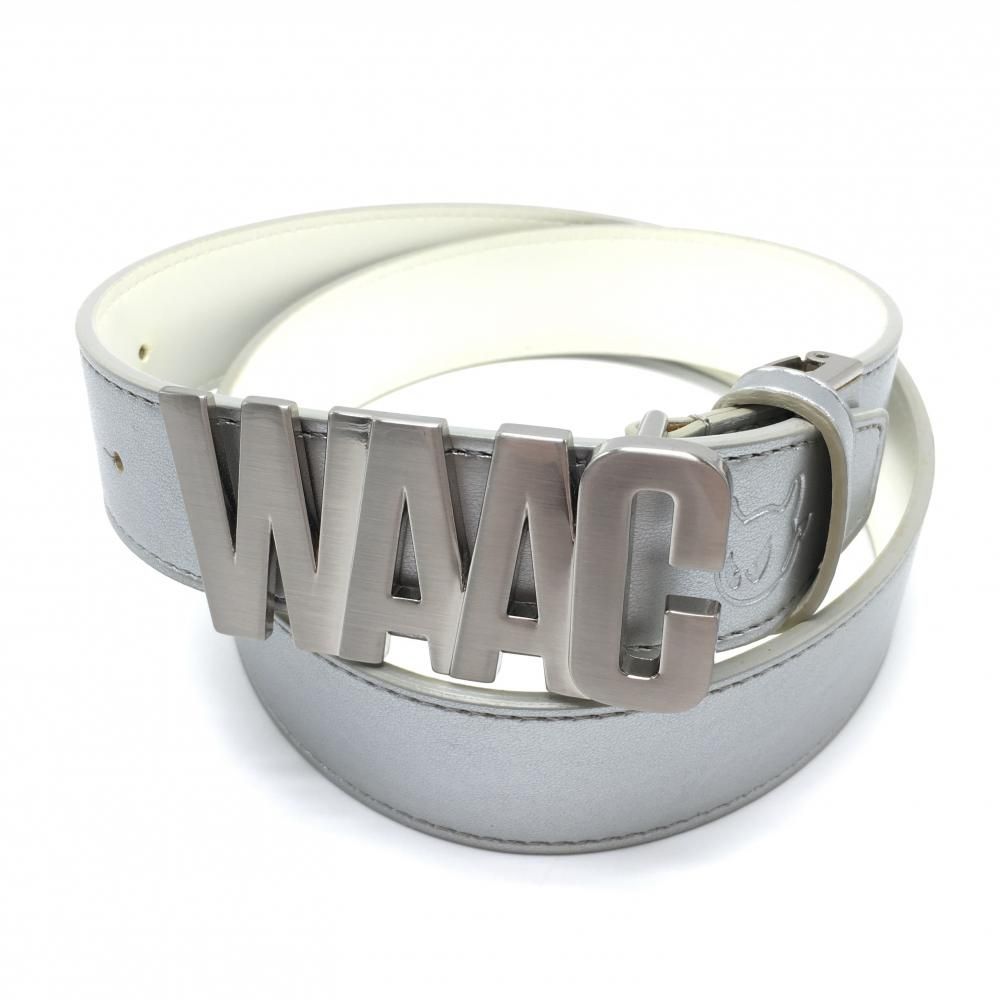 【美品】ワック トップ式ベルト シルバー ロゴバックル レディース  ゴルフウェア WAAC
