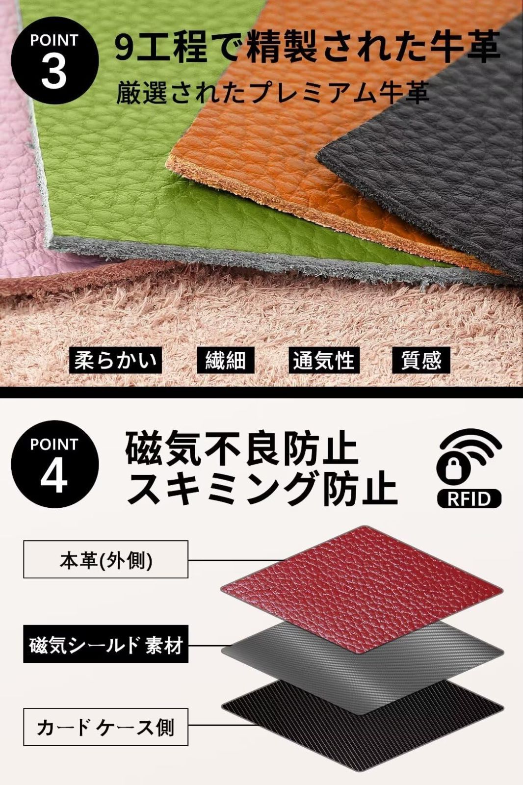 人気商品】Rfid 本革 Rfid カード Women Men クレジットカード