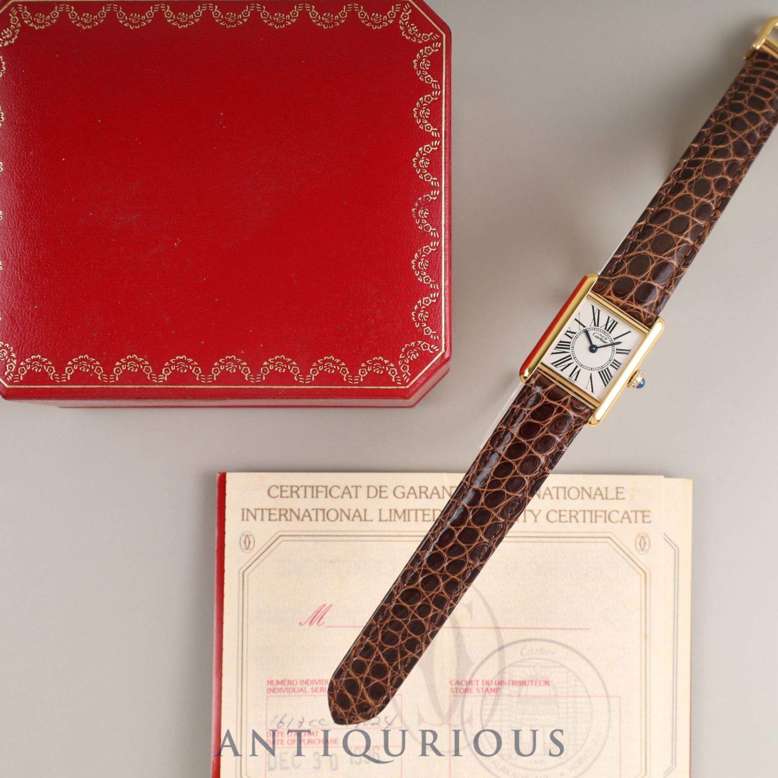 カルティエ マストタンク SM W1005554 / 1613 クォーツ SV925 革 純正  